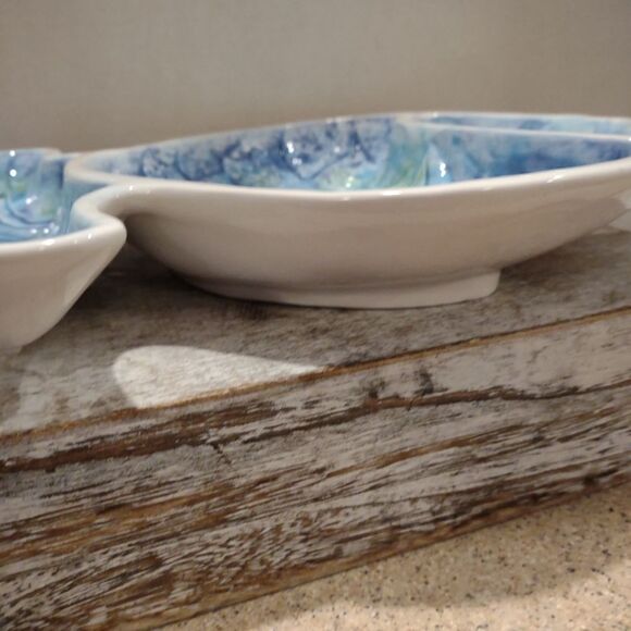 Ceramic Fish Divided Dish Bowl Platter - Picture 2 of 6